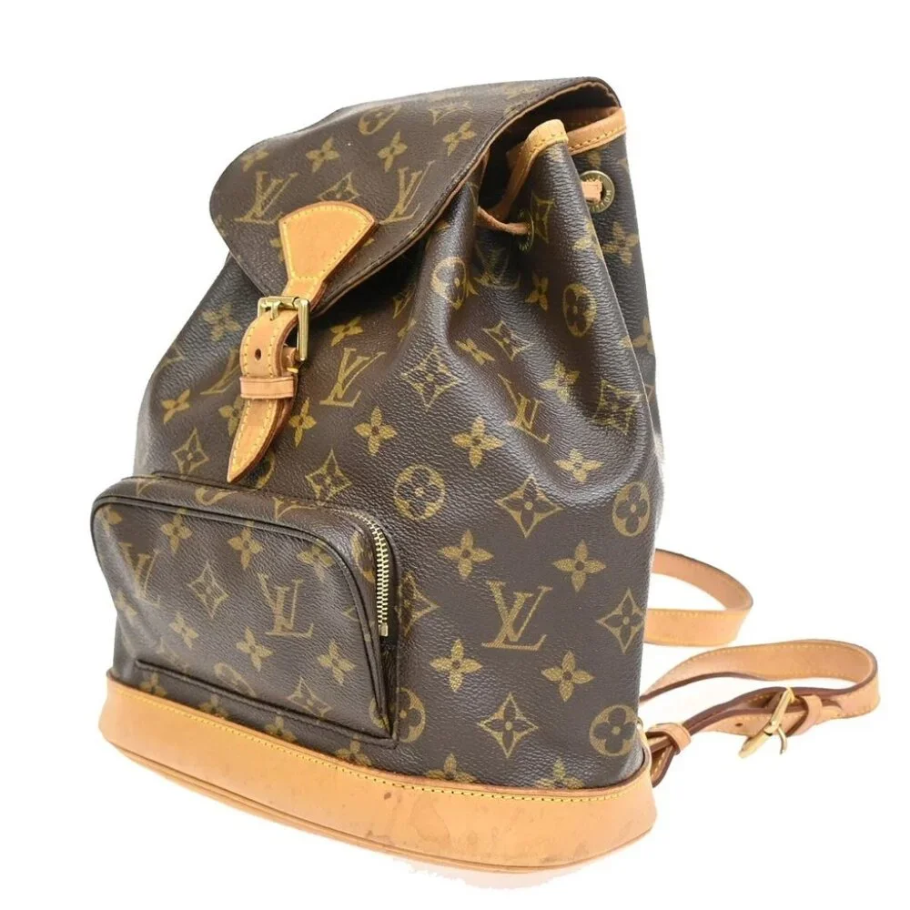 LOUIS VUITTON Montsouris MM Backpack Bag Monogram Leather Brown